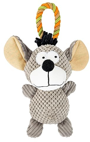 Edupet 06005AA Dog Love Hundespielzeug im Maus Design, mit Tau, quietschend