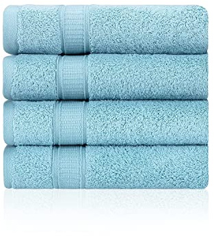 La Hammam 4 Pack 16” × 28” Turkish Cotton Hand Towels for Bathroom, Face, Hotel, Gym, & Spa | Extra Soft Feel Fingertip, Quick Dry and Highly Absorbent Luxury Premium Quality Towel Set - Aqua