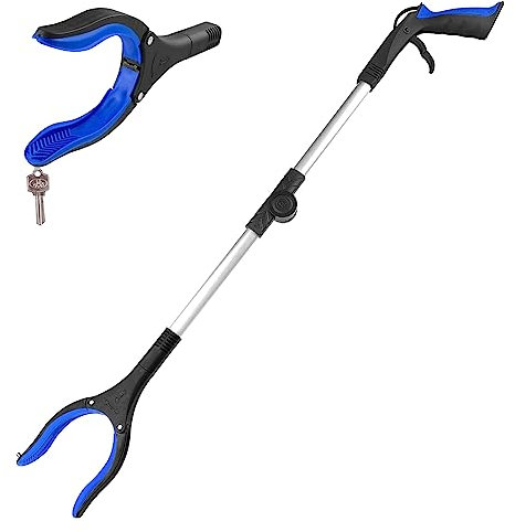 Relota Lot de 1 Outils de Ramassage, 360° Tête Rotative Pince Ramasse Objet en Aluminium, Pince de Préhension Extension Pliable, Pince Telescopique avec Embouts Magnétiques, Ramasseur de Déchets