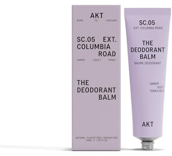 AKT, THE DEODORANT BALM. Award winning, multi-use, natural deodorant. Plastic Free. Gender Free. Aluminium Free. 100% effective — 1 tube lasts up to 3 months. SC.05 COLUMBIA ROAD. 50ml