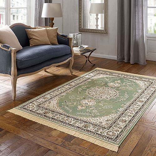 Taracarpet Teppich Palazzo Royal Ghoum grün 067x105 cm Kurzflor Orientteppich für Wohnzimmer Esszimmer und Schlafzimmer