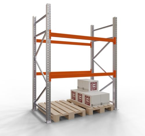 ARPA Palettenregal - 2,5 x 2,0 x 1,1 (HxBxT) - Grundregal mit 3 Ebenen - 1 Feld - Fachlast 2000kg - Schwerlastregal mit 6 Palettenplätzen