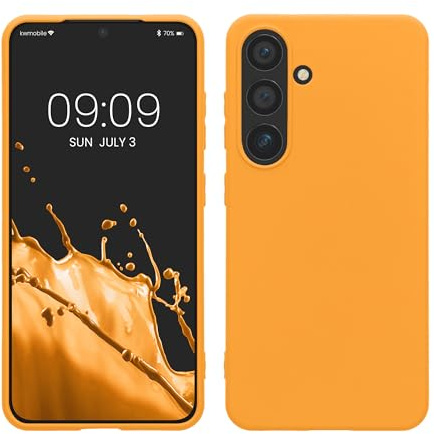 kwmobile fodral kompatibelt med Samsung Galaxy S24 fodral - TPU silikon mobilfodral mjukt smalt - fodral stötdämpande flexibelt - trådlös laddning - Fruity Orange