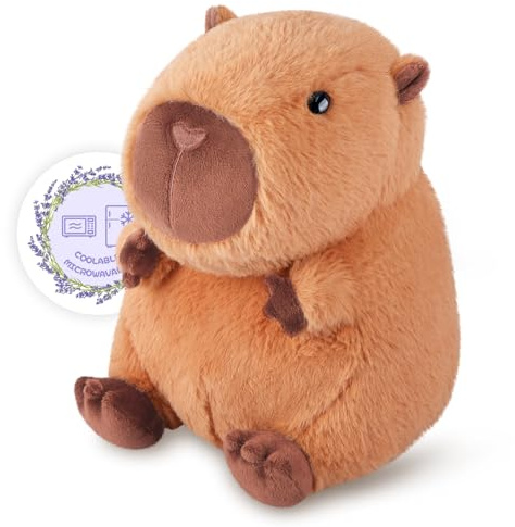 SuzziPals Heatable & Coolable Capybara Plush, Microwavable Stuffed Animal Heating Pad for Soothing & Relaxation, Lavender Scent Plush Toys for Stress Relief, Capybara Plushies Gift for Kids & Adults