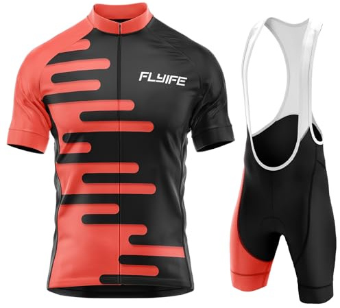 FLYIFE Maillot de Ciclismo para Niños y Niñas, Camiseta de Manga Corta y Pantalones Cortos con Almohadilla para el Asiento con 9D Gel Acolchado para Equipos Pro (TYP-1,XXS)