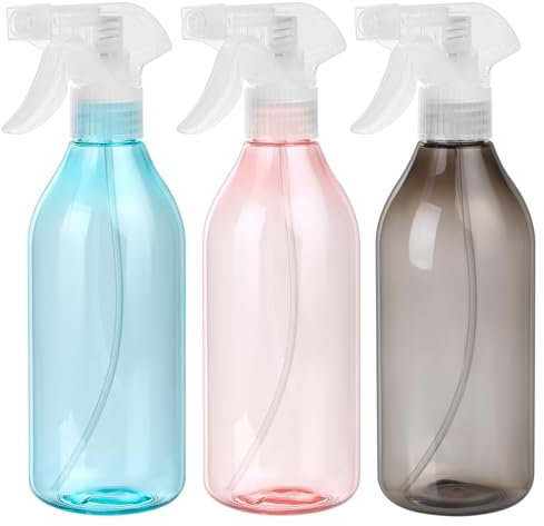 QJKEJI 3 Pcs 450ML Water Spray Bottles, Plastic Empty Spray Bottles for Cleaning, Refillable Plant Mist Spray Bottle, Plant Mister Trigger Sprayer Bottles for Gardening Hairdressing Home Pet Cleaning