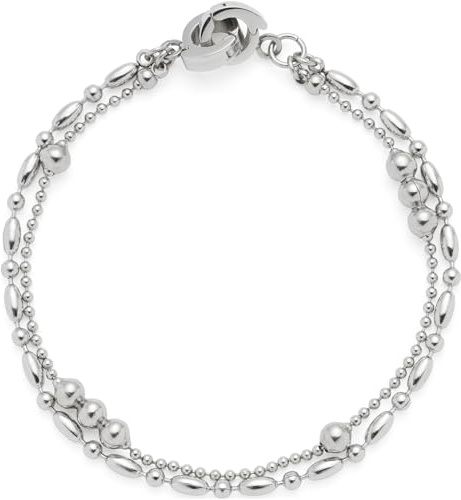 JEWELS BY LEONARDO Armband Clip & Mix Ilvi, armsmycken av silverfärgat rostfritt stål, olikformade pärlor av rostfritt stål, 18,5 cm längd, smycken damer, 02447, Eine Grösse, Rostfritt stål, Ingen