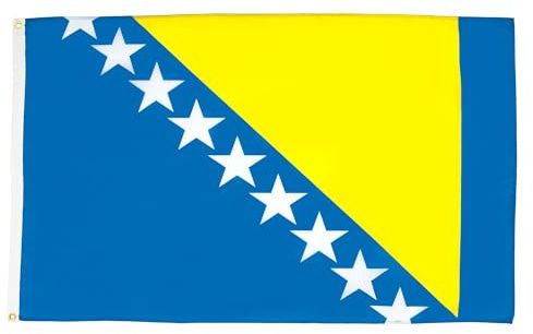 AZ FLAG - Lote de 2 banderas de Bosnia y Herzegovina - 90 x 60 cm - Bandera bosnia, 100% poliéster, con ojales metálicos integrados