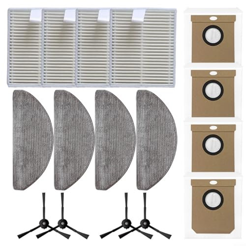 Emiif Vacuum Cleaner Spare Parts for Hoover HG4 for Hydro Pro Robot Vacuum Cleaner Accessories Kit with 4 Filters 4 Mop Cloths 4 Dust Bags 4 Side Brushes
