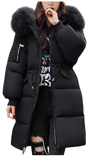 Piumino Donna Invernale Lungo 100 Grammi con Cappuccio e Zip Giubbotto Imbottito Trapuntata Elegante Cappotto Primaverile Termica Vento Giacca Casual Leggero Curvy per Neve Trekking Sportiva