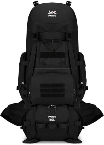 Auniq Zaino da Trekking 100 Litri, Zaino da Hiking Impermeabile e Leggero Zaino Sportivo Zaino da Escursioni Zaino da campeggio per esterni Arrampicata Viaggio campeggio Ciclismo Sport