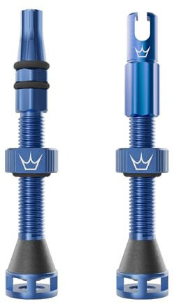Peaty's Holeshot Fast Flow Tubeless Valves - High Airflow Anti Sealant Clog Design, Fast Tyre Setup, Fully Serviceable 7075 Aluminium, Bike Tyre Valves Compatible with MTB Rim Inserts, 42mm Navy