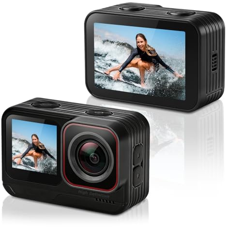 AIKER Action Cam,Professionale WIFI Action Camera Supporta 5k/30FPS/48mp/3.0EIS/Autonomia Eccezionale/Prestazioni Notturne Eccellenti/Action Camera Impermeabile Senza Custodia/Doppio Display HD