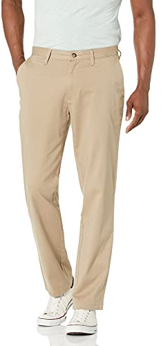 Nautica Men's Classic Fit Flat Front Stretch Solid Chino Deck Pant, True Khaki, 32W 30L