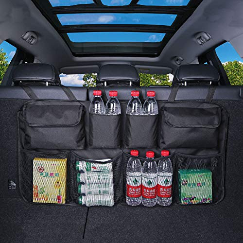 Fifth Gear Hanging Car Boot Storage Organiser Multi Pocket Trunk Back Seat Children's Travel Storage Waterproof Durable Foldable Cargo Net with 8 Pockets
