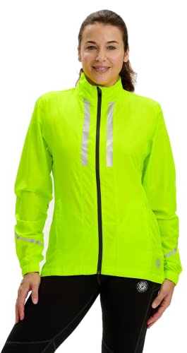 Time To Run Giacca da Corsa da Donna Con Tasche - Leggera Antivento Traspirante - Ideale Per L'esercizio E Il Jogging XS Lime