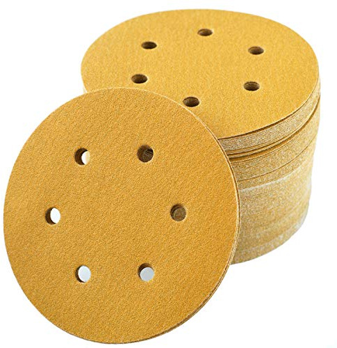 Aiyard 6-Inch 6-Hole Hook and Loop Sanding Discs 120-Grit, Random Orbital Sandpaper for Automotive and Woodworking, 100-Pack