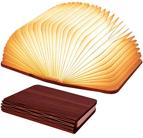 Vergissm Wooden Book Light, 3 Colors Folding Book Lamp, LED Book Light Rechargeable Foldable Paper Lamp for Home Decor Birthday Gifts