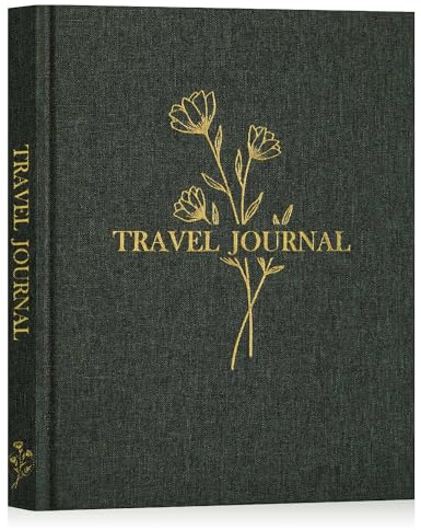 Lanpn Journal de Voyage pour Hommes et Femmes, Carnet de Voyage Carnet de Notes en Lin avec Invites, Album Photo de Voyage Livre de Souvenirs, Cadeau de Voyage pour Voyageurs (Vert, 110 Pages)