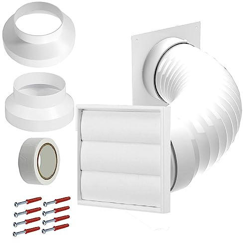 SPARES2GO Kit de ventilation extérieure universel pour hotte aspirante 4, 5, 6, 100 mm, 125 mm, 150 mm (blanc)