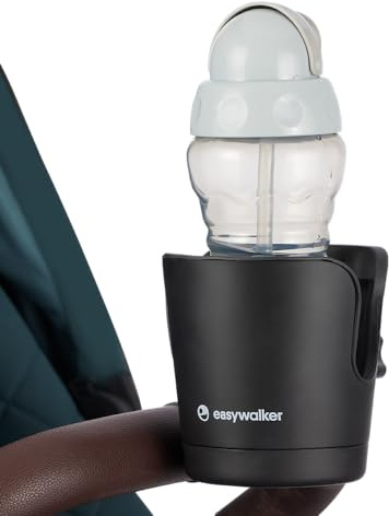 Easywalker Porta tazza, universale per flessioni e buggie, facile da attaccare e rimuovere, per bevande calde e fredde, colore nero