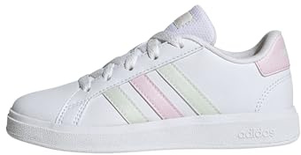 Adidas Unisex Kinder Grand Court Lifestyle Tennis Lace-Up Shoes, Cloud White/Crystal Jade/Clear Pink, 30 EU