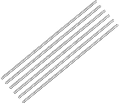 QUARKZMAN 6 stycken gängstänger, M4 x 180 mm, 304 rostfritt stål, gängstång med metrisk helgänga, M4-0,7 gängstigning för möbel- och maskinmontering