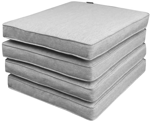 Calma Lux® Bankauflage 4xStuhlkissen mit abnehmbarem Bezug Bankkissen Bankpolster Polsterauflage Auflage für Gartenbank (Hellgrau, 50 * 50 * 7)