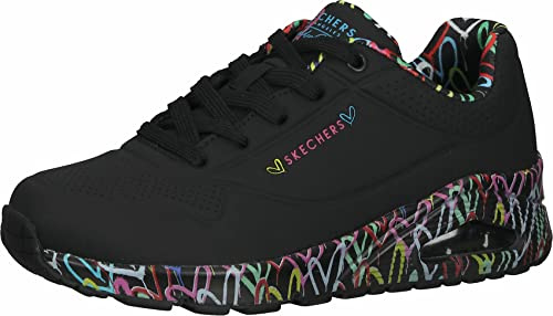 Skechers Damen UNO Loving Love Sneaker, Black Durabuck/Rose Gold Trim, 41 EU