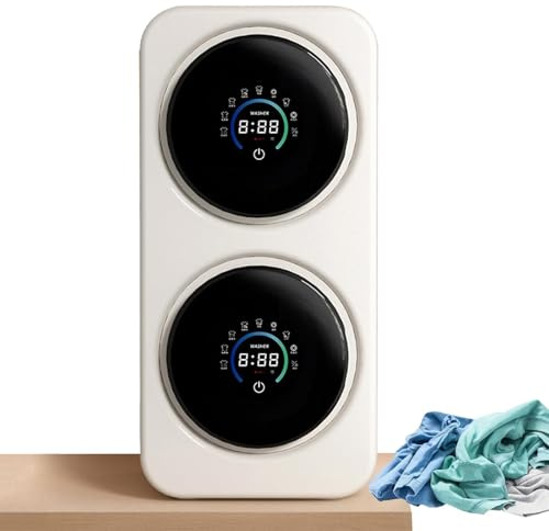 Lavadora Secadora Ropa Interior PequeñA Totalmente AutomáTica, Minilavadora Doble Tambor 2X3,5L con Panel TáCtil Inteligente Y Secado A Alta Temperatura 65°C para Autocaravanas Apartamentos,Desktop
