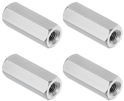 PATIKIL 304 Stainless Steel Hex Coupling Nuts M3x0.5 Pitch 16mm 4Pcs | 0.63 Length Coarse Fully Threaded Rod Coupling Nut Studding Connector Fasteners Silver Tone