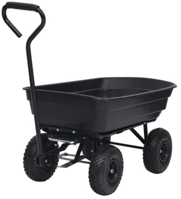 Genérico Carrito de Mano basculante para jardín 300 kg 75 L Negro,Bricolaje,Herramientas,Carretillas de Carga,92579