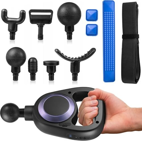 Gymtek Massagepistole mit Massagegurt und 6 Spitzen, Vibrationsmassagegerät Set mit Wärmefunktion für Ganzkörpermassage, Massage Gun und Massagegurt für Necken und Rückenmassage