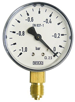 Wika Vakuummeter Messinstrument zur Kontrolle des Unterdrucks -1,0 bis 0 bar, Anschluss G 1/4 B