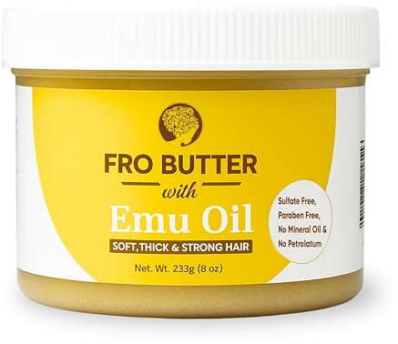 Fro smör med emu olja för hår- och skäggtillväxt behandling: Sheasmör, jungfrukokosnöt & lavendelolja, pumpafrön & närande extrakt för att återställa håret och hantera skadat och spruckigt hår