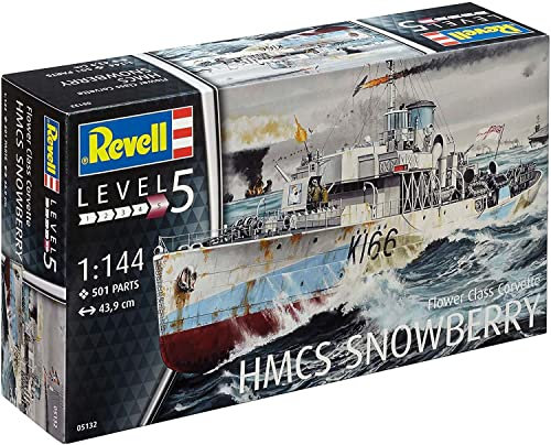 Revell Modellbausatz Schiff 1:144 - Flower Class Corvette HMCS SNOWBERRY im Maßstab 1:144, Level 5, originalgetreue Nachbildung mit vielen Details, 12 Jahre to 99 Jahre, 05132, merhfarbig