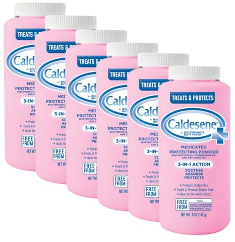 Caldesene Medicated Protecting Powder with Zinc Oxide & Cornstarch-Talc Free, 5 Ounce (6 Pack)