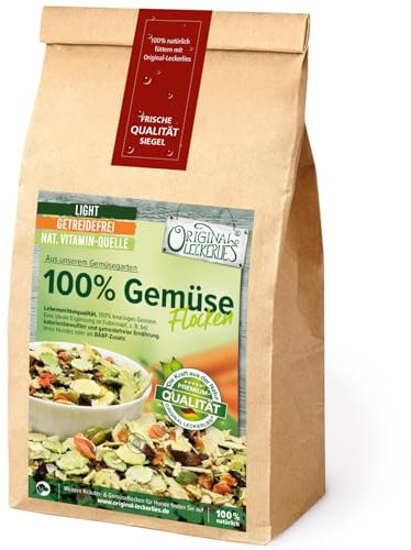 Original-Leckerlies: 100% Gemüse-Flocken, 500g getreidefreie Gemüseflocken, Hundeflocken, Barf Zusatz Hund Hundefutter – Naturprodukt für Hunde