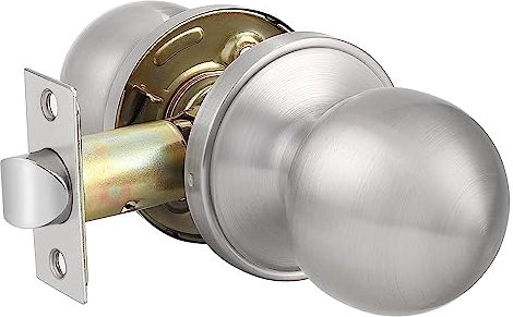 Probrico Passage Door Knobs, Brushed Nickel Internal Door Knob, Round Door Handle for Interior Doors, Inside Door Handle, 1 Pack