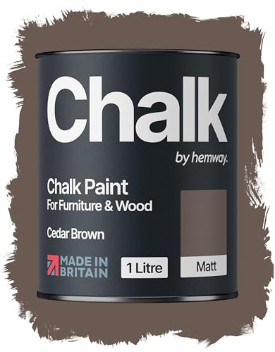 Hemway Chalk Paint Cedar Brown Furniture Paint 1L, Matt Finish Shabby Chic, Chalk Furniture & Walls, Quick Dry & 1 Coat