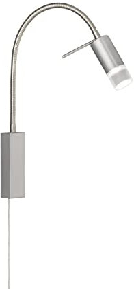 Fischer & Honsel | Wandspot flex, Bettleuchte, River | nickelfarben| matt| B: 4,00 cm, H: 40,00 cm, Ausladung Wand: 40,00 cm| mit Schnurschalter | 1x LED 4,5W 2700 K inkl.| 530 lm| EEG: F | 30409