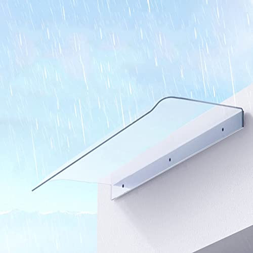 Zlovne Auvent de Porte et Fenêtres Incurvé Entrée Marquise Solaire,Auvent Marquise d'Entrée Imperméable,Marquise de Porte d'Entrée en Polycarbonate Transparent Facile à Assembler (40x100cm/16 x39)