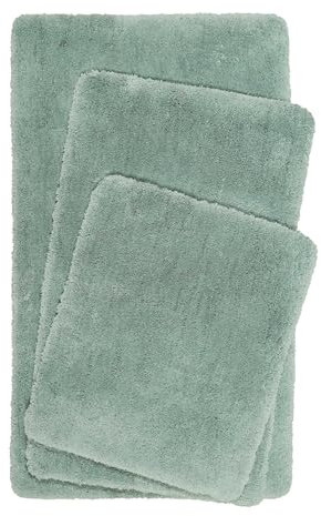Homie Living Badteppich, Badematte kuscheliger Flauschiger weicher Flor l rutschfest und Waschbar Porto Azzurro (80 x 150 cm, Salbei grün)