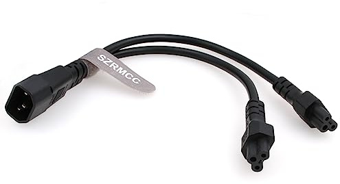 SZRMCC C14 till dubbel C5-strömkabel IEC C14-kontakt till 2XC5-hona, kort Y-splitter, strömadapter, kontakt kabel för bildskärm 10 A 250 V 30 cm (C14–2XC5)