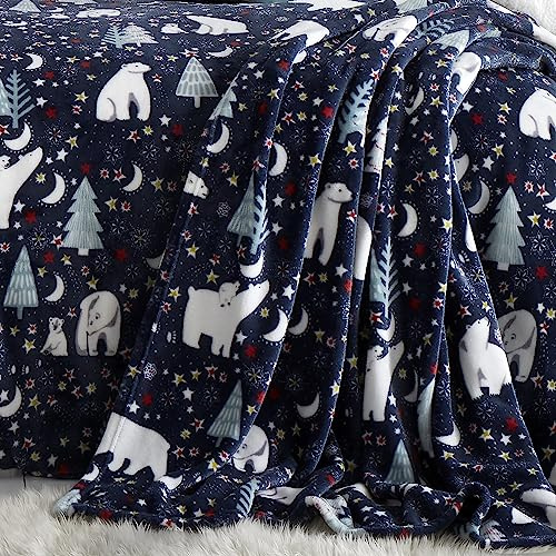 Fusion Coperta in pile con motivo natalizio Notte stellata, 120 x 150 cm, colore: blu