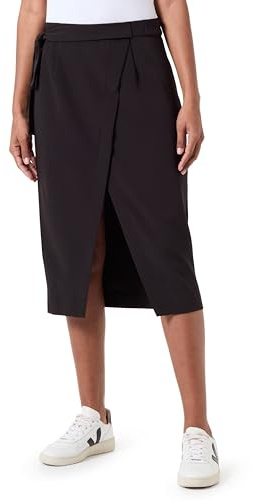 Pieces Pcacci HW Wrap Midi Skirt BC - Falda Cruzada para Mujer, Negro, S