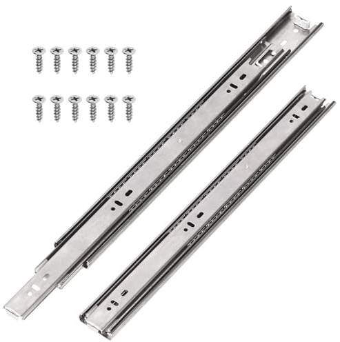 Swpeet 14 pièces 400mm pleine extension sans bruit roulement à billes tiroir coulissant avec vis, capacité de charge de 100 LB Heavy Duty Lock tiroir coulissant rail de montage latéral