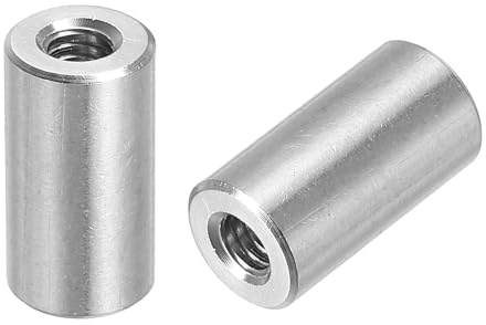 sourcing map Lot de 10 écrous de connecteur ronds M4, écrous d'accouplement en acier inoxydable 304, 15 mm de long, écrous à tige pour support, M4 x 15 x 8 mm