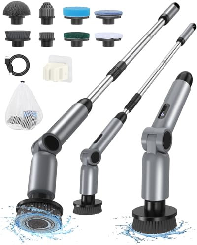 Brosse Electrique Nettoyage,[Couple de 50KG] Homtronics Brosse Electrique Nettoyage Rotative,Brosse Nettoyage Electrique,IPX8 Imperméable,pour Bain,Voiture