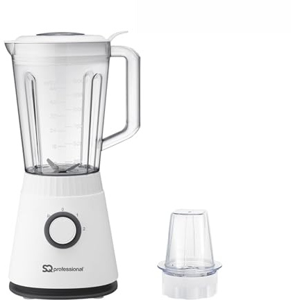 SQ Professional Blitz 600W Blender with 1.5L Plastic Measuring Jug & Grinder - Ice Crush Function, Milkshake & Smoothie Maker